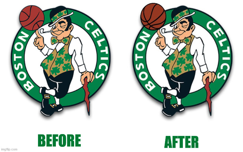 updated basketball in Celtics logo | image tagged in celtics,nba | made w/ Imgflip meme maker