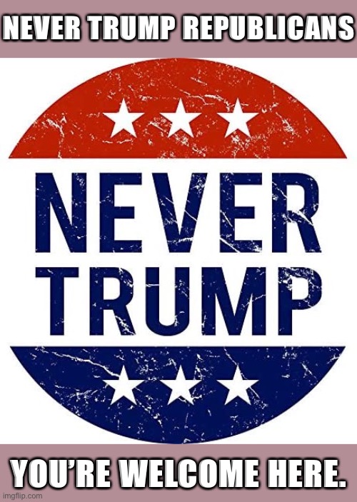 It’s not about R vs. D anymore. There is only one important question left in American politics: do you support Trump or not? | NEVER TRUMP REPUBLICANS; YOU’RE WELCOME HERE. | image tagged in nevertrump sticker | made w/ Imgflip meme maker