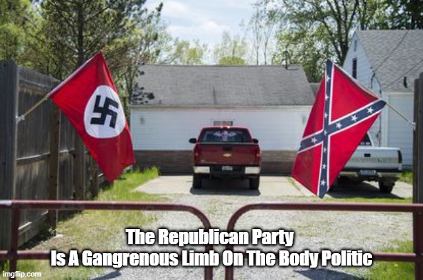 The Republican Party Is A Gangrenous Limb On The Body Politic | The Republican Party 
Is A Gangrenous Limb On The Body Politic | image tagged in traitors,treachery,political betrayal,betraying the public trust,the republican party,trump cult | made w/ Imgflip meme maker