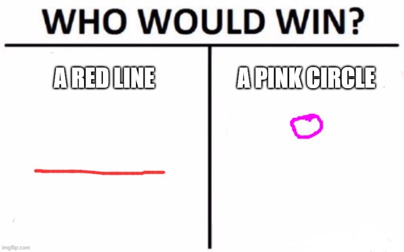 Who Would Win? | A RED LINE; A PINK CIRCLE | image tagged in memes,who would win | made w/ Imgflip meme maker