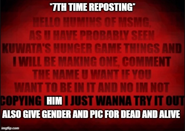 2 slots left | *7TH TIME REPOSTING* | image tagged in hurry up if you want to be in | made w/ Imgflip meme maker