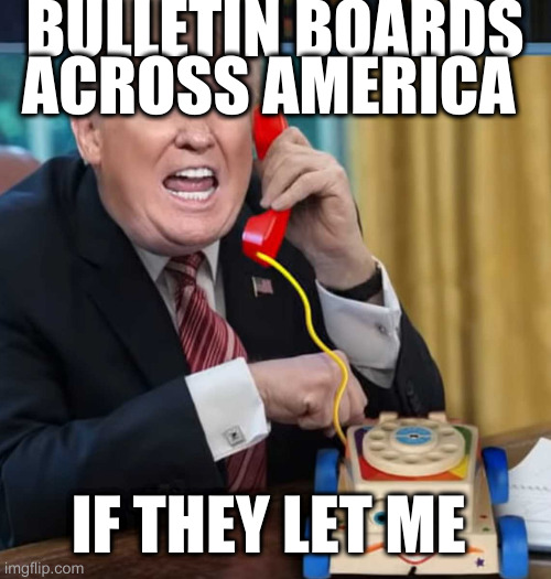 I'm the president | BULLETIN BOARDS ACROSS AMERICA; IF THEY LET ME | image tagged in i'm the president | made w/ Imgflip meme maker