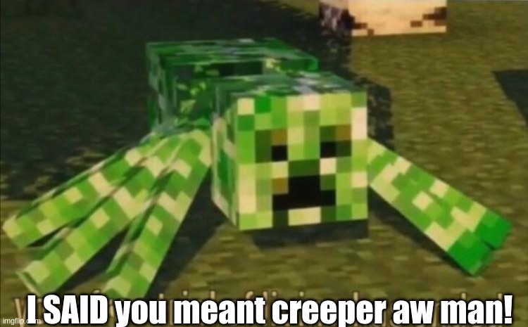 Your Free Trial of Living Has Ended | I SAID you meant creeper aw man! | image tagged in your free trial of living has ended | made w/ Imgflip meme maker