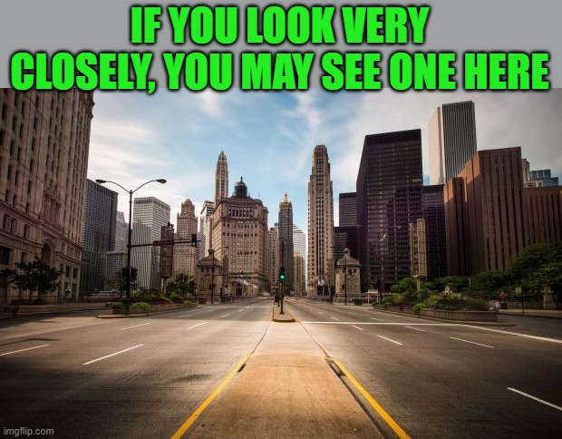 Empty Streets | IF YOU LOOK VERY CLOSELY, YOU MAY SEE ONE HERE | image tagged in empty streets | made w/ Imgflip meme maker