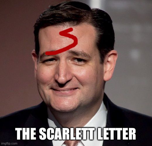 ted cruz | THE SCARLETT LETTER | image tagged in ted cruz | made w/ Imgflip meme maker