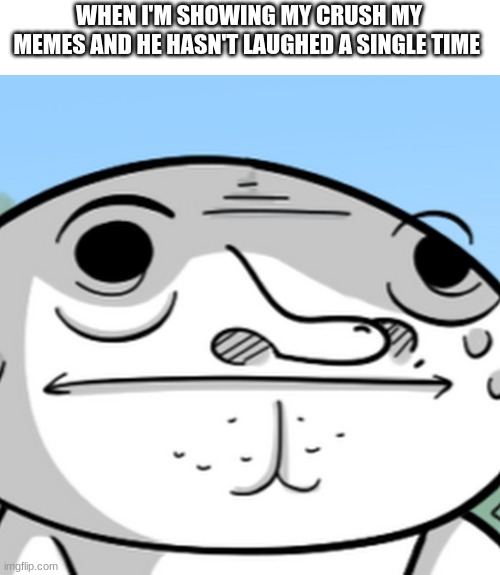 WHEN I'M SHOWING MY CRUSH MY MEMES AND HE HASN'T LAUGHED A SINGLE TIME | image tagged in memes | made w/ Imgflip meme maker
