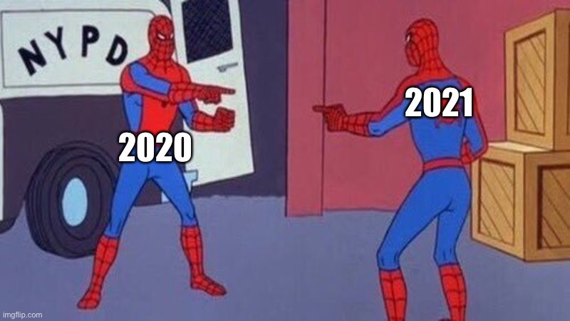 Spider-Man meme for 2021 | 2021; 2020 | image tagged in spiderman pointing at spiderman | made w/ Imgflip meme maker