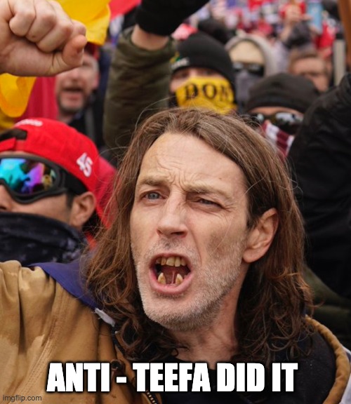antifa did it | ANTI - TEEFA DID IT | image tagged in antifa,maga,trump | made w/ Imgflip meme maker