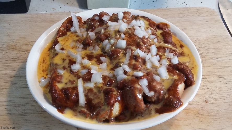 Smothered Chili Cheese Dogs with Onions...anyone hungry? | image tagged in chili cheese dogs,food | made w/ Imgflip meme maker