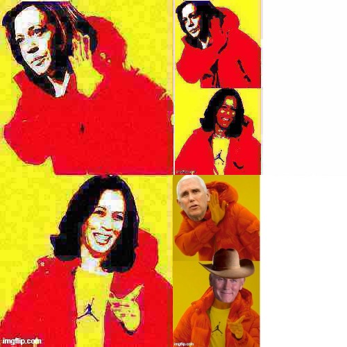 Self-explanatory (v rare self-cringe) | image tagged in kamala harris hotline bling deep-fried 1 | made w/ Imgflip meme maker