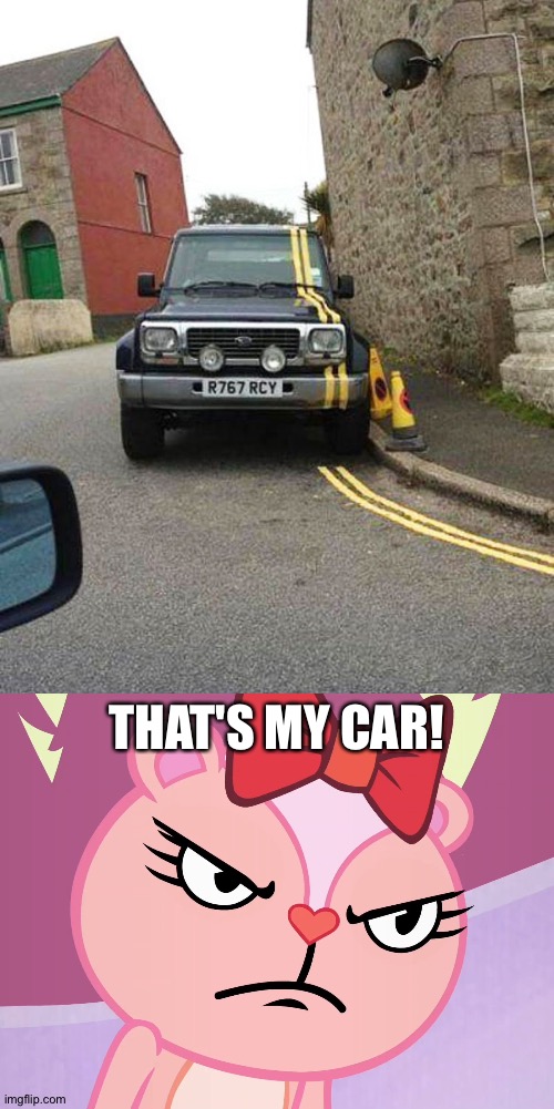 Why? | THAT'S MY CAR! | image tagged in jealousy giggles htf,memes,funny,you had one job | made w/ Imgflip meme maker