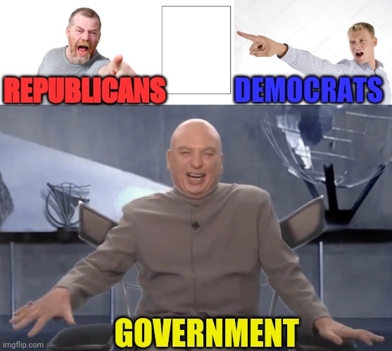DEMOCRATS; REPUBLICANS; GOVERNMENT | image tagged in blank template | made w/ Imgflip meme maker
