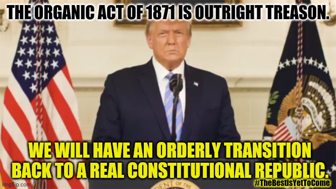 NEWSFLASH: There will be no Joe Biden Admin. Inauguration January 20, 2021. #TRUMP2020 Long Live the New Republic! #GoldQFS | THE ORGANIC ACT OF 1871 IS OUTRIGHT TREASON. WE WILL HAVE AN ORDERLY TRANSITION BACK TO A REAL CONSTITUTIONAL REPUBLIC. #TheBestisYetToCome | image tagged in the last president,usa,the constitution,time machine,trump 2020,the great awakening | made w/ Imgflip meme maker