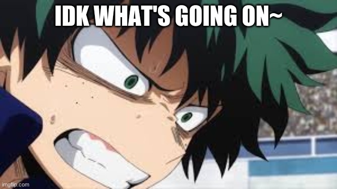 deku anger | IDK WHAT'S GOING ON~ | image tagged in deku anger | made w/ Imgflip meme maker