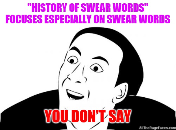 You Dont Say | "HISTORY OF SWEAR WORDS" FOCUSES ESPECIALLY ON SWEAR WORDS; YOU DON'T SAY | image tagged in you dont say | made w/ Imgflip meme maker