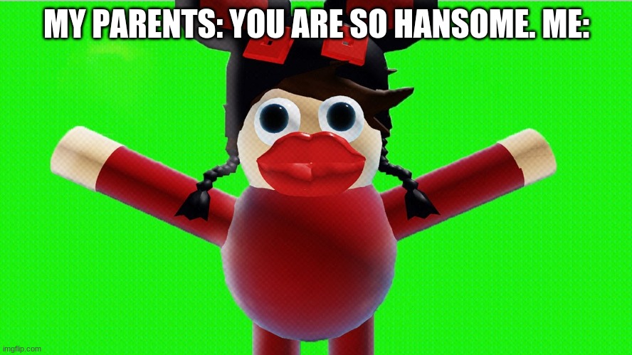 I'm ugly fat kreek meme | MY PARENTS: YOU ARE SO HANSOME. ME: | image tagged in funny | made w/ Imgflip meme maker