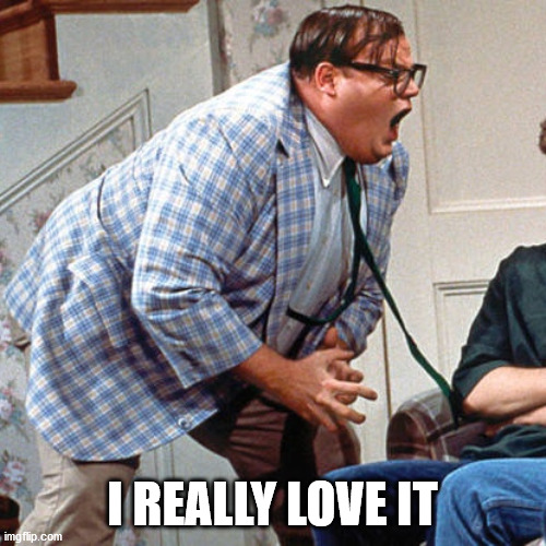 Chris Farley For the love of god | I REALLY LOVE IT | image tagged in chris farley for the love of god | made w/ Imgflip meme maker