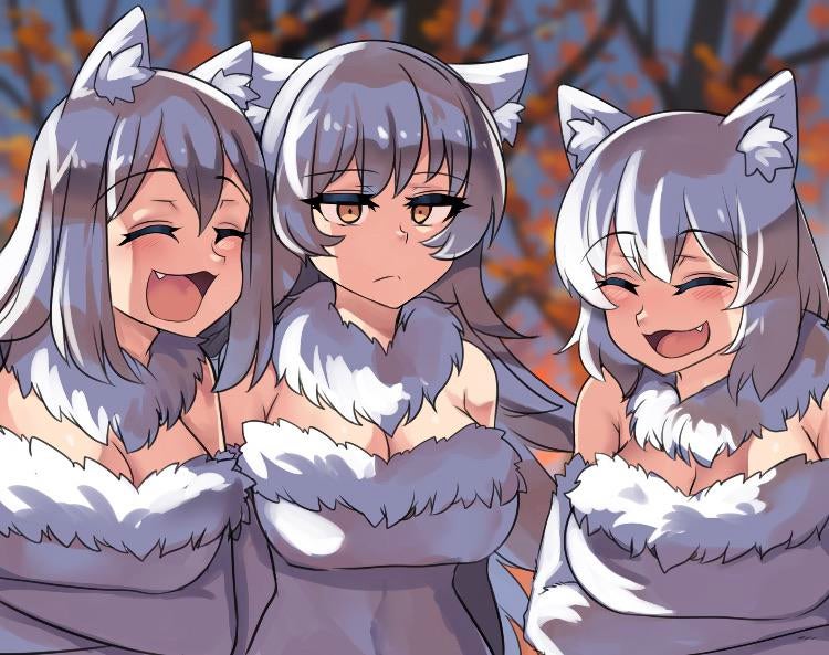 Laughing Anime Wolves Blank Meme Template