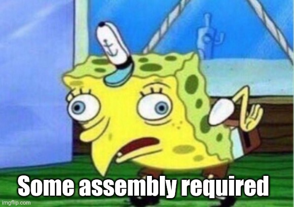 Lol | Some assembly required | image tagged in memes,mocking spongebob | made w/ Imgflip meme maker