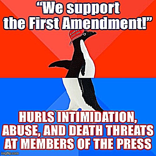 The spirit of 1A isn’t gallows, zip ties, and asking the press corps covering the riot whether they’ve ever worked for CNN | image tagged in first amendment,freedom of the press,freedom of speech,riots,conservative hypocrisy,riot | made w/ Imgflip meme maker