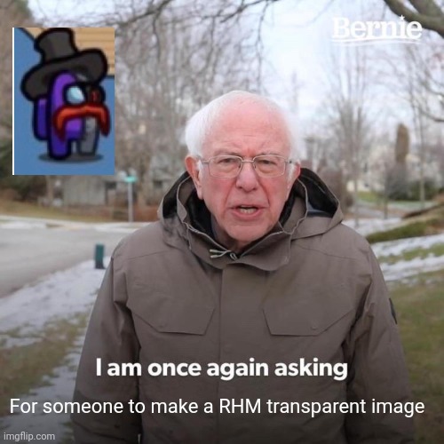 pls | For someone to make a RHM transparent image | image tagged in memes,bernie i am once again asking for your support | made w/ Imgflip meme maker