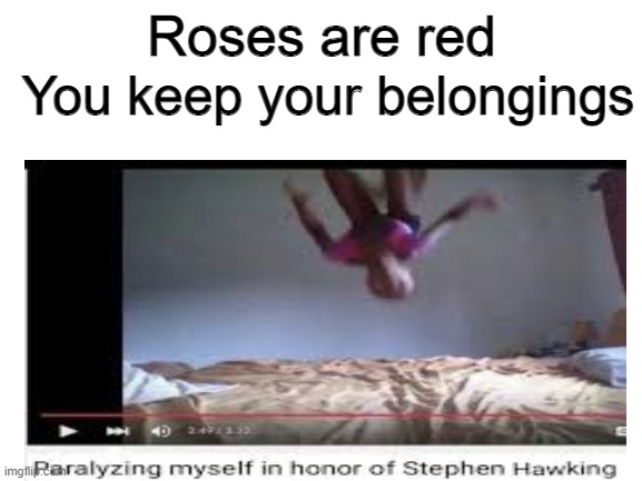 Well, there goes my sanity | You keep your belongings; Roses are red | image tagged in roses are red,paralyze | made w/ Imgflip meme maker