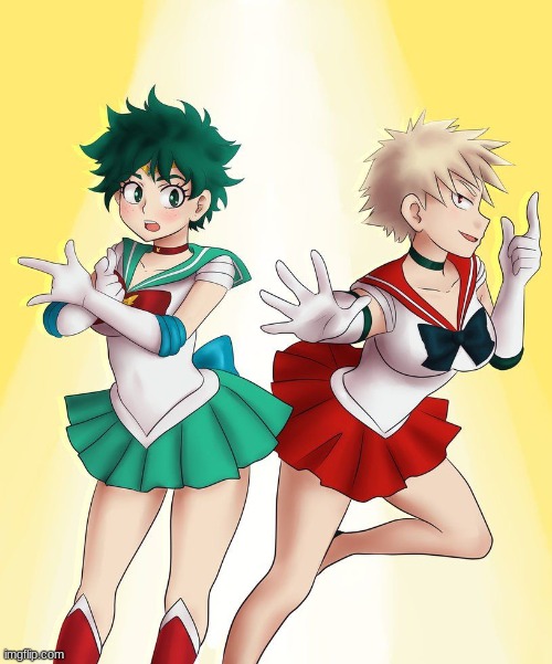 Deku do be looking up Kacchan's skirt- | made w/ Imgflip meme maker