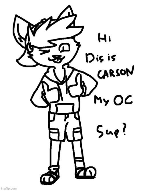 hey guys, new oc, carson | image tagged in carsoooooooooooooooooooooooooooon | made w/ Imgflip meme maker