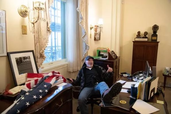 Richard Barnett feet on Nancy  Pelosi  desk Blank Meme Template