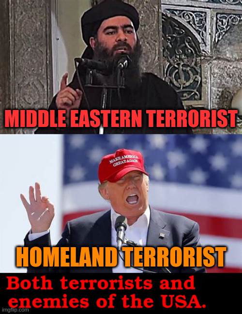 Two Terrorists | MIDDLE EASTERN TERRORIST; HOMELAND TERRORIST | image tagged in traitor | made w/ Imgflip meme maker