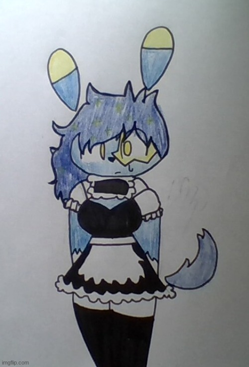 Plasma suggested astro in a maid costume, so here ya go. | image tagged in ill do 3 more,then im done,lol | made w/ Imgflip meme maker