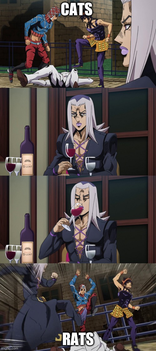 Abbacchio joins in the fun | CATS; RATS | image tagged in abbacchio joins in the fun | made w/ Imgflip meme maker