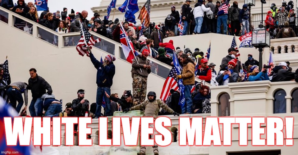 Pro-Trump White Lives Matter Rally | WHITE LIVES MATTER! | image tagged in trump riots,donald trump,extremist,uncouth,basket of deplorables,sarcasm | made w/ Imgflip meme maker
