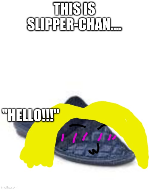 Slipper | THIS IS SLIPPER-CHAN.... "HELLO!!!" | image tagged in slipper | made w/ Imgflip meme maker