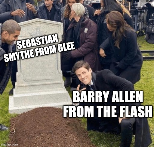 Glee or The Flash | SEBASTIAN SMYTHE FROM GLEE; BARRY ALLEN FROM THE FLASH | image tagged in grant gustin over grave | made w/ Imgflip meme maker