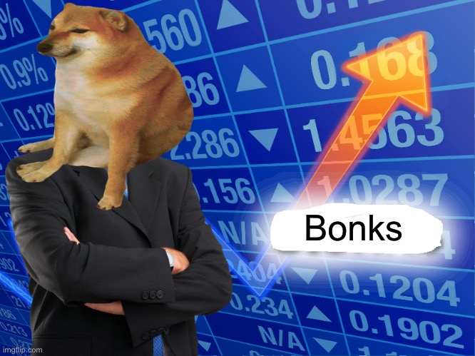 Bonks | image tagged in stonks,cheems,doge bonk,bonk | made w/ Imgflip meme maker
