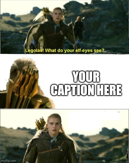 Legolas Elf Eyes | YOUR CAPTION HERE | image tagged in legolas elf eyes | made w/ Imgflip meme maker