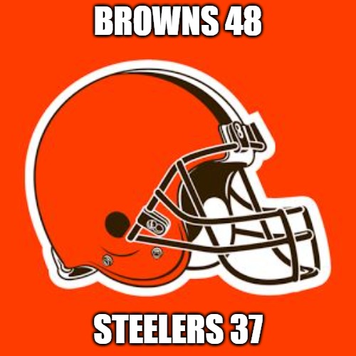 Cleveland Browns | BROWNS 48; STEELERS 37 | image tagged in cleveland browns | made w/ Imgflip meme maker