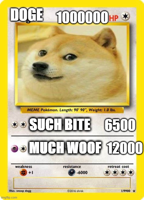 DOGE; 1000000; SUCH BITE; 6500; 12000; MUCH WOOF | image tagged in doge | made w/ Imgflip meme maker