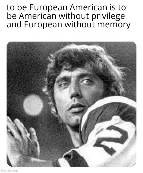 to be European American is to be American without privilege and European without memory | image tagged in black privilege meme | made w/ Imgflip meme maker