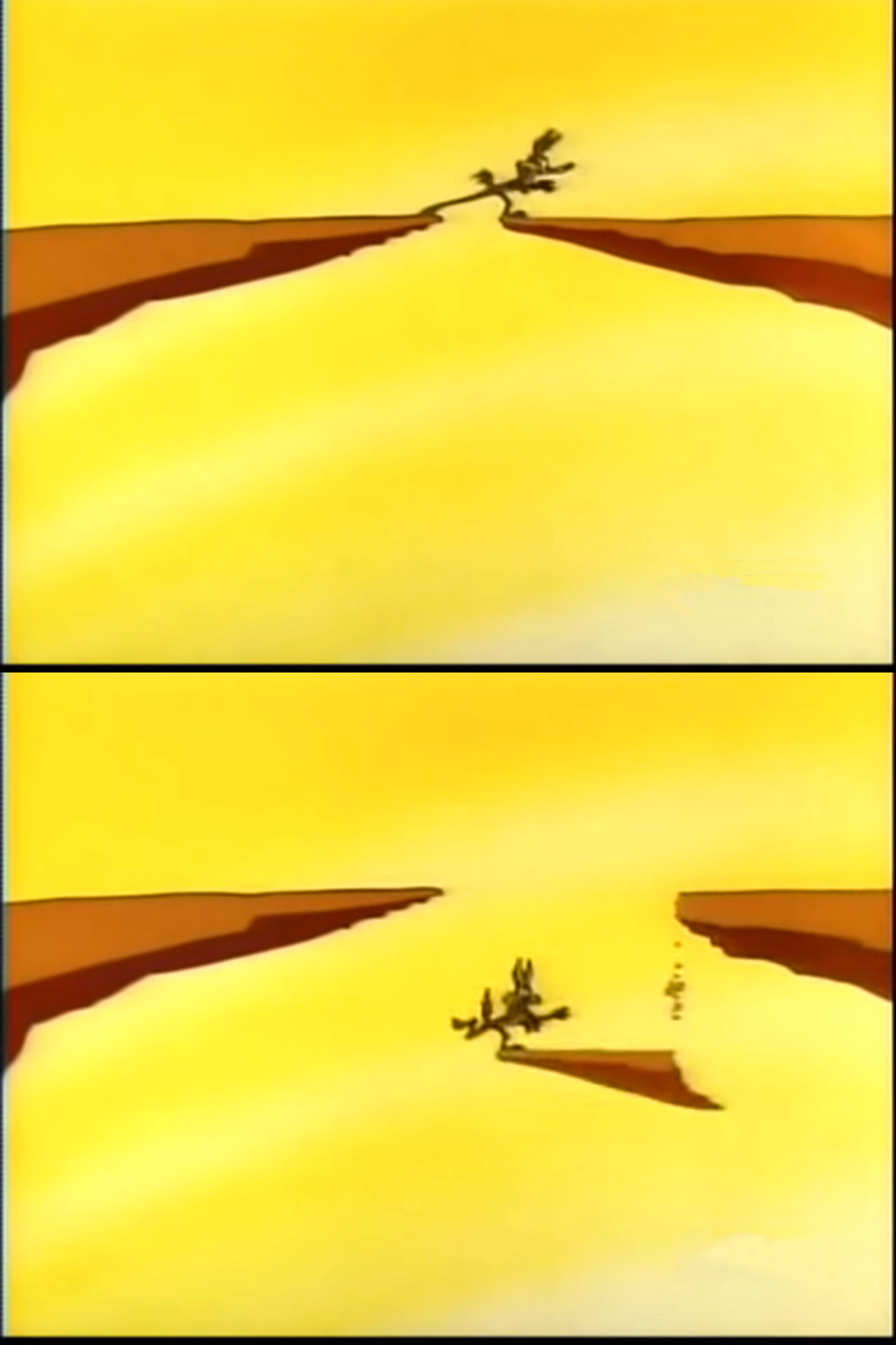 High Quality Wile E Coyote walking across cliff (Road Runner looney tunes) Blank Meme Template