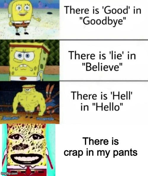 spongebob meme | There is crap in my pants | image tagged in spongebob,dumb meme | made w/ Imgflip meme maker