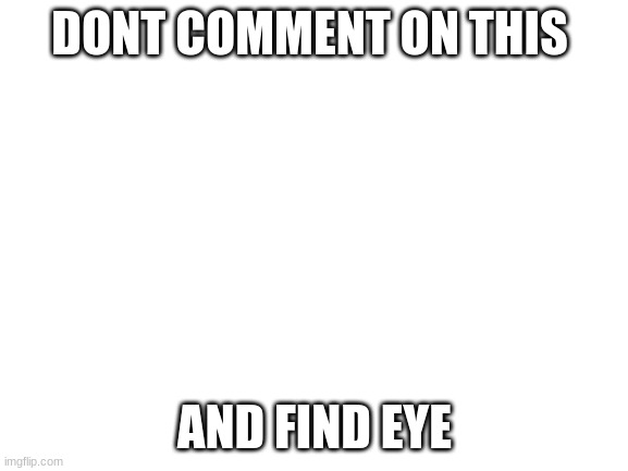 dont comment | DONT COMMENT ON THIS; AND FIND EYE | image tagged in blank white template | made w/ Imgflip meme maker