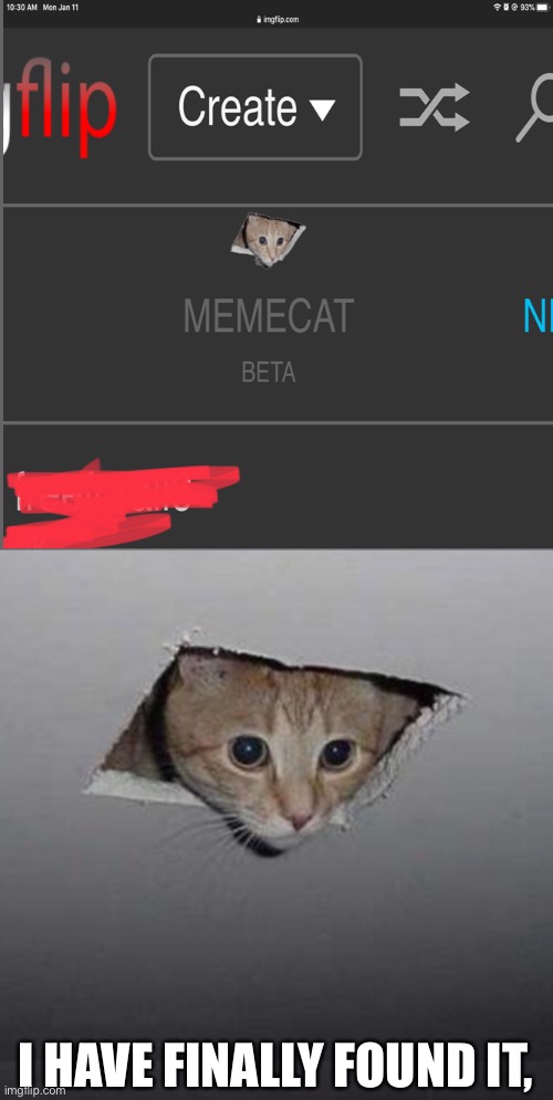 Someone Might’ve found this already, But notify me if it’s a repost. | I HAVE FINALLY FOUND IT, | image tagged in funny memes,cats,ceiling cat,roof | made w/ Imgflip meme maker