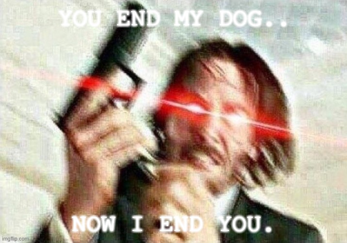 John Wick | YOU END MY DOG.. NOW I END YOU. | image tagged in john wick | made w/ Imgflip meme maker