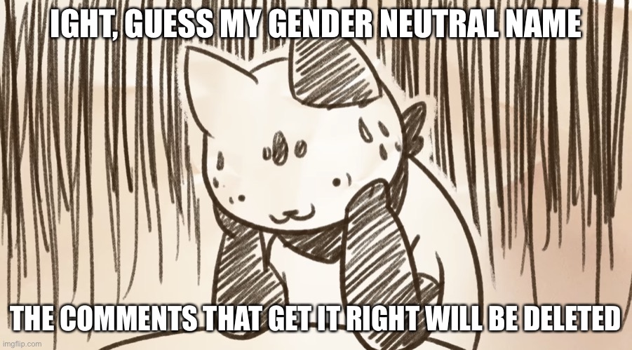 Chipflake questioning life | IGHT, GUESS MY GENDER NEUTRAL NAME; THE COMMENTS THAT GET IT RIGHT WILL BE DELETED | image tagged in chipflake questioning life | made w/ Imgflip meme maker
