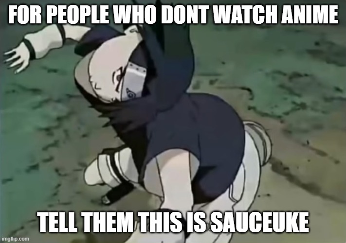 Tell people who dont watch anime who this is *repost this* | FOR PEOPLE WHO DONT WATCH ANIME; TELL THEM THIS IS SAUCEUKE | image tagged in sasuke | made w/ Imgflip meme maker