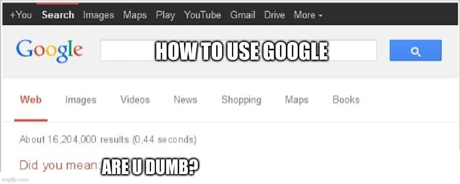 Did You Mean...? | HOW TO USE GOOGLE; ARE U DUMB? | image tagged in did you mean | made w/ Imgflip meme maker