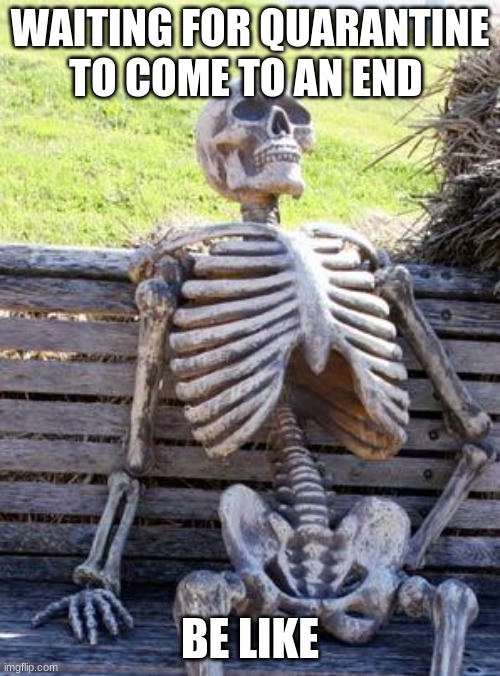 Waiting Skeleton Meme | WAITING FOR QUARANTINE TO COME TO AN END; BE LIKE | image tagged in memes,waiting skeleton | made w/ Imgflip meme maker