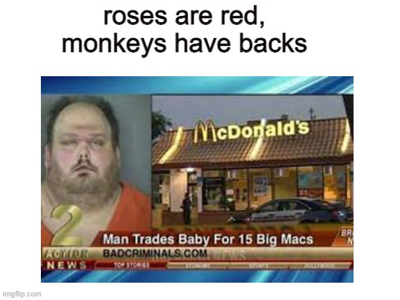 roses are red, monkeys have backs | image tagged in roses are red | made w/ Imgflip meme maker